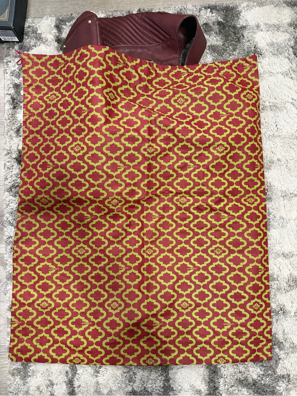 Oryany Burgundy Leather Hobo Shoulder Bag Chevron Stitch + Dust Bag - Picture 11 of 15